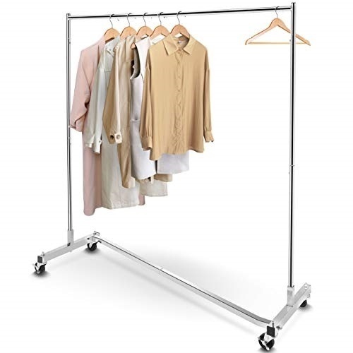Simple Trending Industrial Grade Z-Base Clothes Garment Rack, Heavy Duty Rolling. Appears New - Lot 745