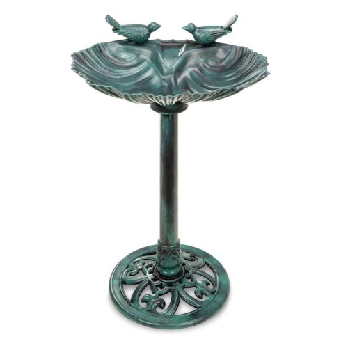 Pedestal Bird Bath Decoration w/ Sparrow Statues. Appears New - Lot 809