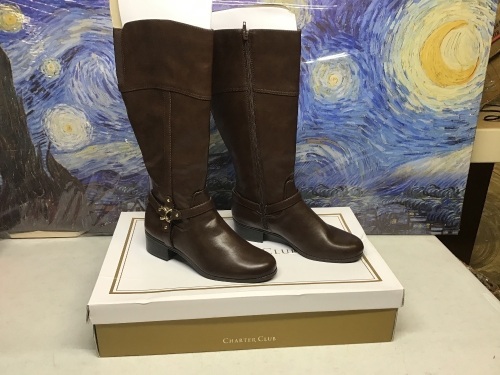 Charter Club Womens helenn Almond Toe Knee High Fashion, Chocolate, Size 8.5M. NEW - Lot 833