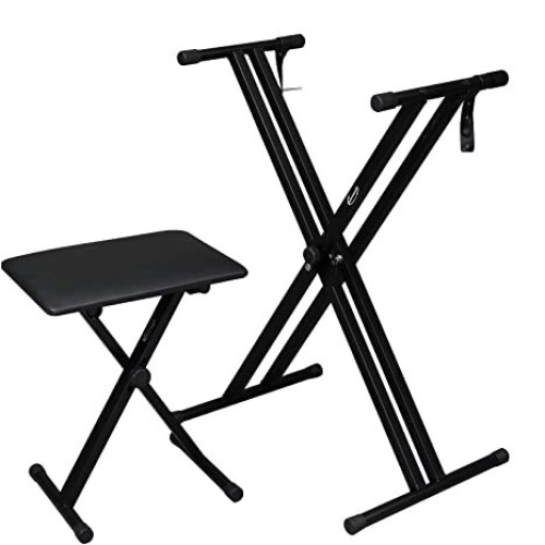 ShowMaven Heavy Duty Keyboard Stand and Bench, Double-X Style Adjustable Height and Portable  - Lot 154