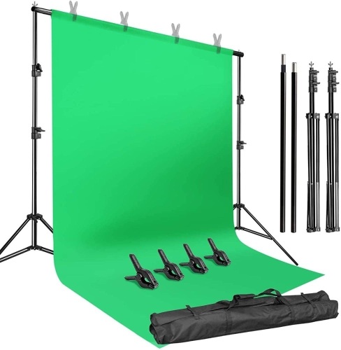 LS Studio Backdrop Stand with Muslin Green Screen Backdrop - Lot 318