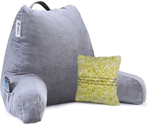 Vekkia Reading & Bed Rest Pillow with Support Arms, Pockets, Extra Foam Filling - Lot 1024