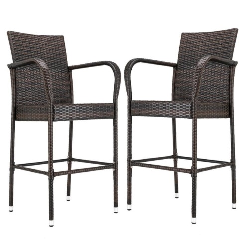 SamyoHome Outdoor Wicker Bar Stools, Set of 2  - Lot 1111