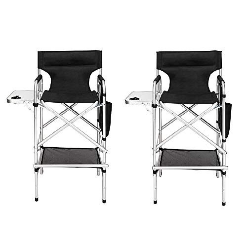 Mefeir Tall Folding Director Chair with Side Table, Storage Bag, Set of 2  - Lot 110