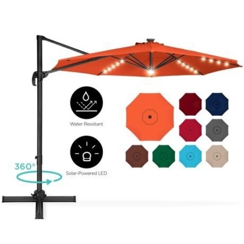 360-Degree LED Cantilever Offset Patio Umbrella w/ Tilt, 10ft  - Lot 807