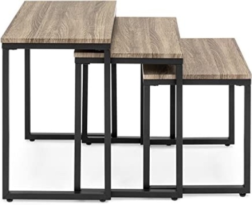 3-Piece Modern Stackable Nesting Coffee Accent End Table Furniture Set w/Water-Resistant Tabletop - Lot 325