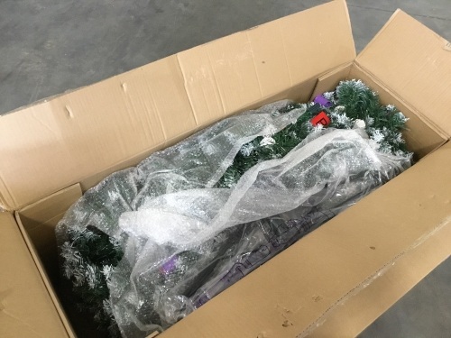 Pre-Lit Pre-Decorated Christmas Tree w/ Flocked Tips, Pine Cones, 9'  - Lot 602