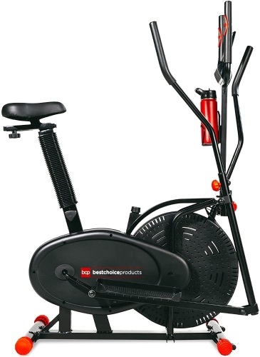 2-in-1 Elliptical Trainer Exercise Bike with LCD Screen, Adjustable Seat, 220 Lb. Capacity  - Lot 95