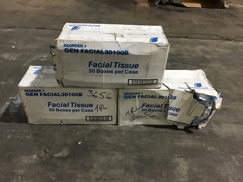 Lot of (3) Cases of Facial Tissue, 30 Box/Case - Lot 1057
