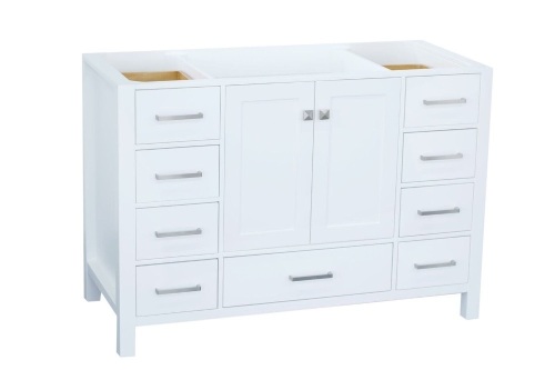 ARIEL Cambridge 48" Single Solid Wood Bathroom Vanity Base Cabinet with 2 Soft-Closing Doors, 9 Self-Closing Drawers - Lot 159