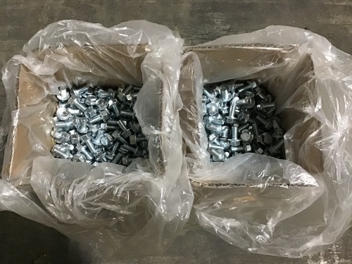 Lot of (4) Boxes of 3/8-16X3/4 Serrated Hex Flanged Washer Full Thread Grade 5 w/Head Markings Zinc - Lot 843