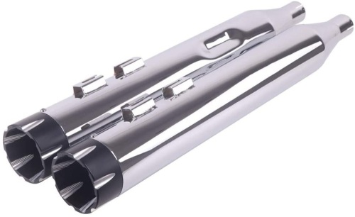 SHARKROAD Chrome 4.0" Slip Ons Muffler Exhaust For Harley Davidson Touring 1995-2016 - Lot 168