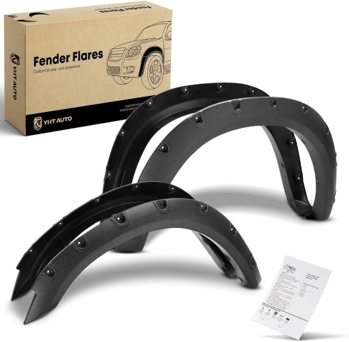 YHTAUTO Pocket Bolt-Riveted Style Fender Flares, Compatible with 2010-2018 Dodge Ram 2500/3500, Set of 4, Textured Matte Black Wheel Flare Cover Protector - Lot 2366