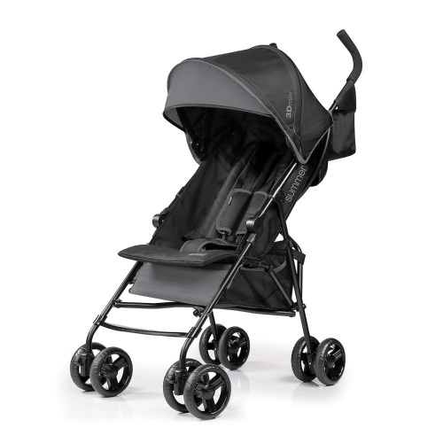 Summer Infant, 3D Mini Convenience Stroller – Lightweight Stroller with Compact Fold MultiPosition Recline Canopy with Pop Out Sun Visor and More – Umbrella Stroller for Travel and More, Gray - Lot 2573