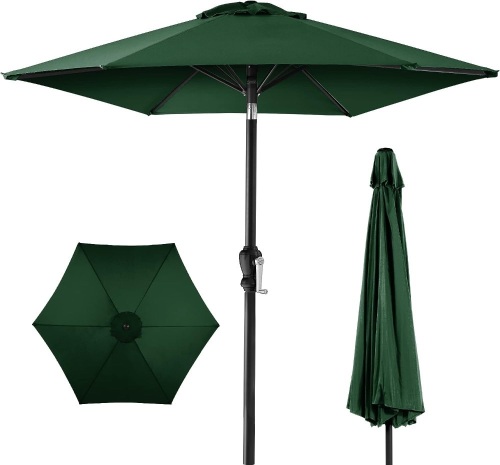 Outdoor Market Patio Umbrella w/ Push Button Tilt, Crank Lift - 7.5ft - Lot 2800