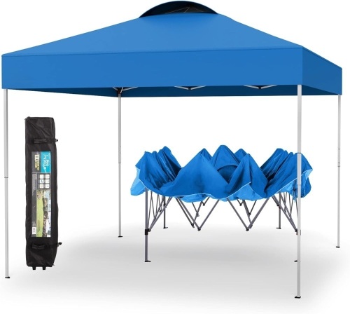 PHI VILLA Outdoor Pop up Canopy 10'x10' Tent Camping Sun Shelter-Series Party Tent, 100 Sq. Ft of Shade (Blue) - Lot 2706