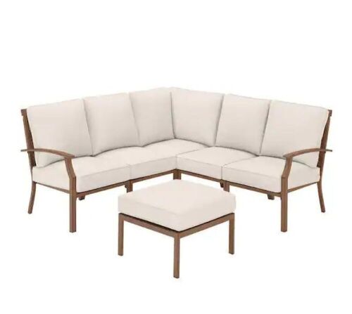 Hampton Bay Geneva 6-Piece Brown Wicker Outdoor Patio Sectional Sofa Seating Set with Ottoman and Slip Covers - Lot 13