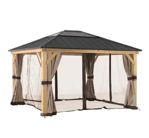 Sunjoy Universal Curtains and Mosquito Netting for 11 ft. x 13 ft. Wood Gazebos - Lot 102