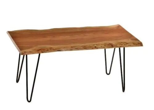 Carolina Forge 40 in. Natural/Black Medium Rectangle Wood Coffee Table with Live Edge - Lot 238