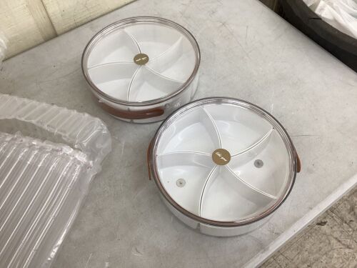 Lot of (2) Divided Serving Tray with Lid and Handle - Lot 247
