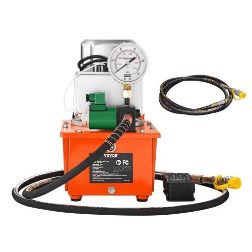 VEVOR 10000 PSI 750W 110V 488 in³/8L Capacity, Single Acting Solenoid Valve, Electric Driven Hydraulic Pump Power Pack Unit with Pedal Switch for Punching/Bending/Jack Machine - Lot 94