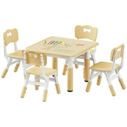 Kids Table and Chairs Set, Beige - Lot 107