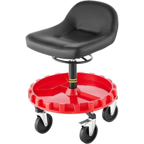 VEVOR 300 LBS Rolling Garage Stool, 22” to 26” Adjustable Height, All-Terrain 5" Casters with Two Brakes  - Lot 262