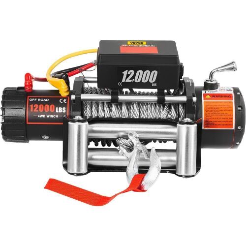 VEVOR 12000lbs 85ft Steel Cable 12V Electric Winch with Wireless Remote Control and Powerful Motor  - Lot 93