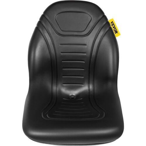 VEVOR Universal Compact High Back Mower Seat, Black Vinyl, Central Drain Hole, Mounting Bolt Patterns of 8" x 11.5" & 11.25" x 11.5" - Lot 266