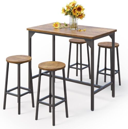 Kitchen Dining Table Set with 4 Chairs, Rustic Brown  - Lot 273