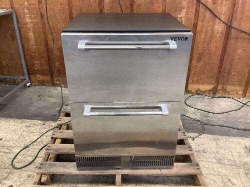 VEVOR 24" Undercounter Built-in Refrigerator 5.12 Cu.Ft. Double Drawer - Dented, Control Panel Loose, Doors Uneven  - Lot 71