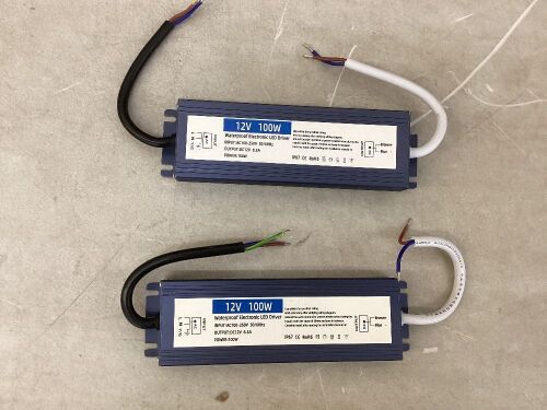 Lot of (2) AOSFYSRR Waterproof LED Power Supply 12V 100W - Lot 373