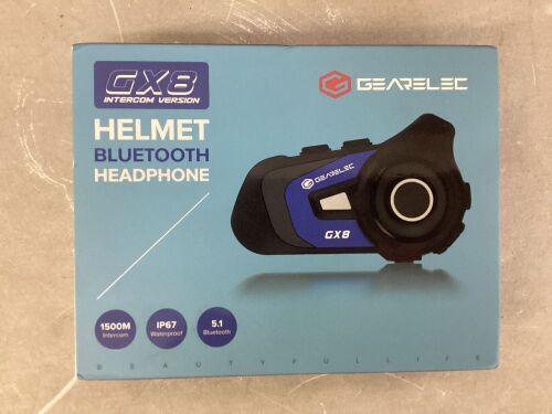 Gearelec GX8 Motorcycle Intercom Helmet Bluetooth Headphone - Lot 358