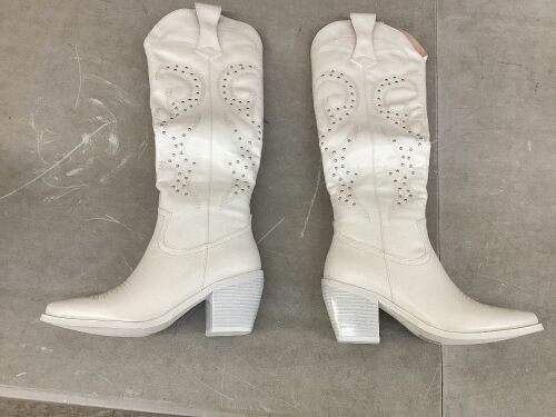 WETKISS Women's Knee High Western Boots with Zipper, Size 6 - Lot 319