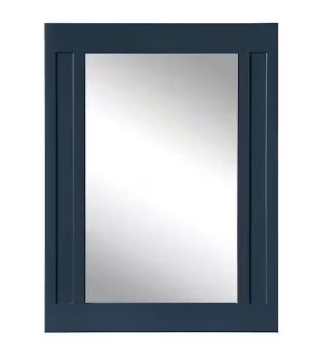 Aberdeen 24 in. W x 32 in. H Rectangular Framed Wall Mount Bathroom Vanity Mirror in Midnight Blue - Lot 163