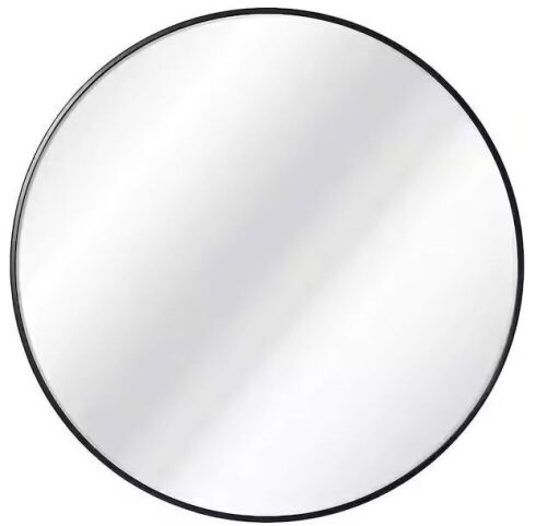 ELLO & ALLO 30 in. W x 30 in. H Round Framed Wall Mount Bathroom Vanity Mirror in Black - Lot 401