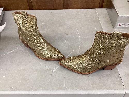 ISNOM Gold Rhinestone Ankle Boots, Size 11  - Lot 173