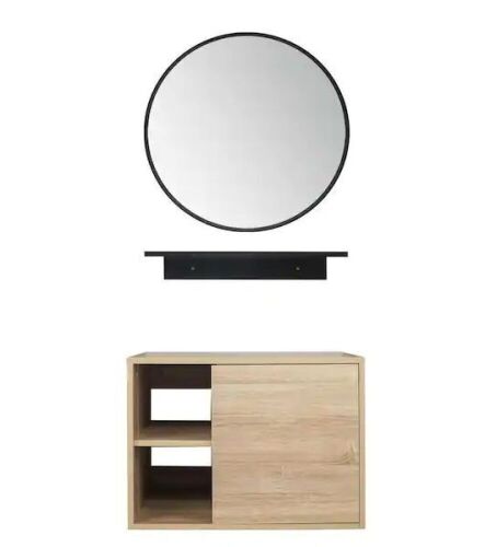 Puluomis 24 in. W x 19 in. D x 29 in. H Single Sink Bath Vanity in Burlywood Color with Burlywood Solid Surface Top and Mirror - Lot 183
