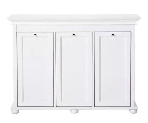 Hampton Harbor 37 in. Triple Tilt-Out Hamper in White  - Lot 46