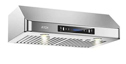iKTCH 30 in. 900 CFM Ducted Under Cabinet Range Hood in Stainless Steel 4 Speed Gesture Sensing and Touch Control Panel  - Lot 487