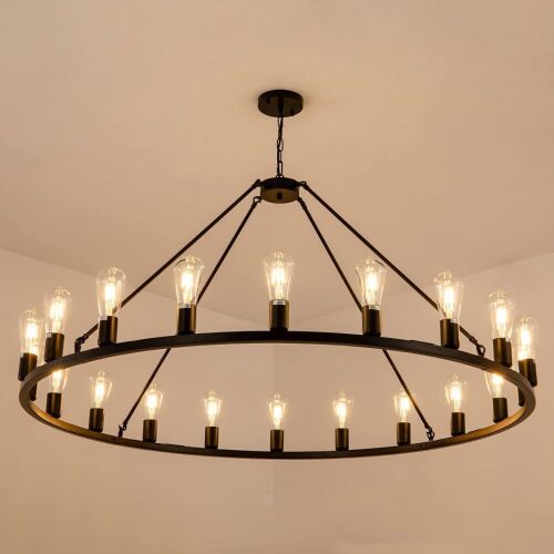 Lanhall 48” 20-Light Extra Large Wagon Wheel Chandelier - Lot 306