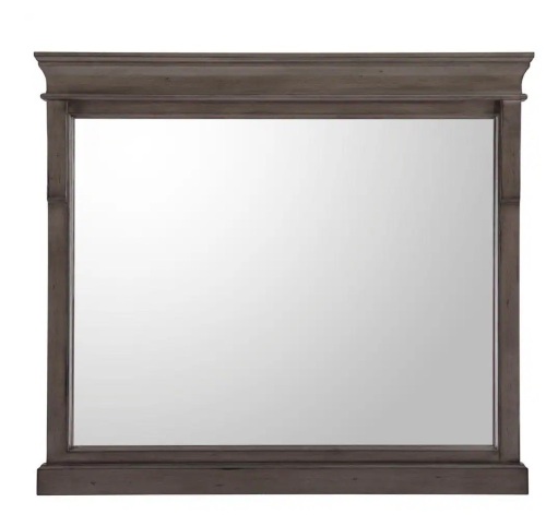 Home Decorators Collection Naples 36 in. W x 32 in. H Rectangular Wood Framed Wall Bathroom Vanity Mirror in Distressed Grey - Lot 488