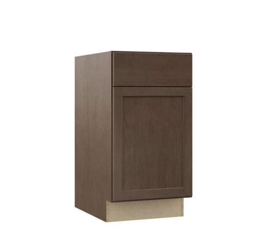 Hampton Bay Shaker 18 in. W x 24 in. D x 34.5 in. H Assembled Base Kitchen Cabinet in Brindle with Ball-Bearing Drawer Glides - Lot 522