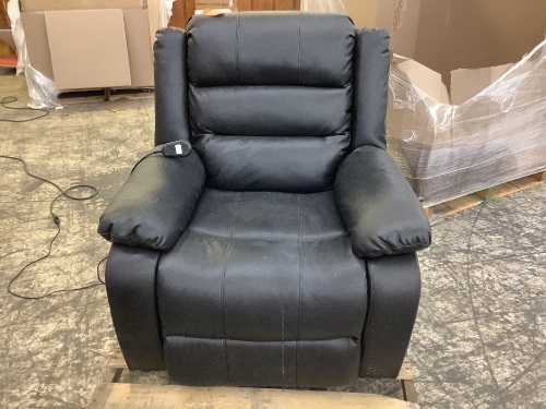 Black Deluxe Adjustable Power Lift Recliner Chair for Elderly, Faux Leather Electric Recliner, Split-Back Chair - Lot 35