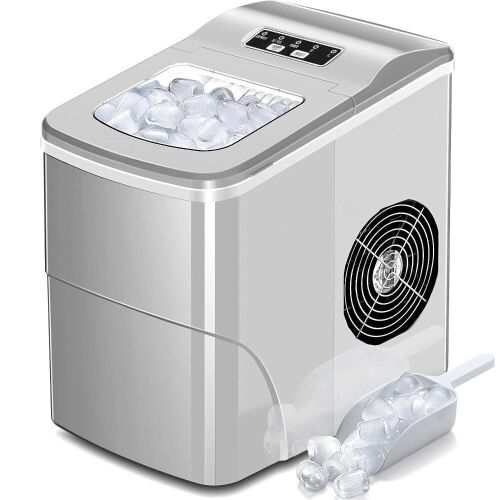 AGLUCKY Countertop Ice Maker Machine, Make 26 lbs in 24 hrs,Ice Cube Ready in 6-8 Mins with Ice Scoop and Basket  - Lot 531