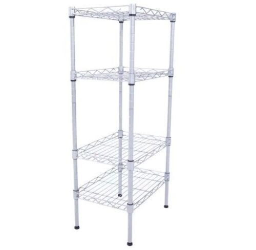 Silver 4-Tier Heavy Duty Steel Freestanding Garage Storage Shelving Unit 9.84 in. W x 31.5 in. H x 13.78 in. D - Lot 514