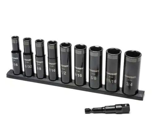 Husky 3/8 in. Drive Thin Wall SAE Deep 6-Point Impact Socket Set, 10-Piece  - Lot 496