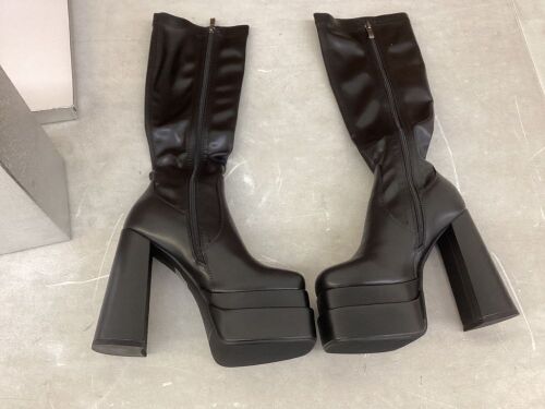 Wetkiss Stacked Platform Knee High Go-Go Boots, Size 8  - Lot 600