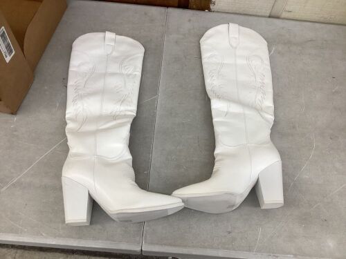 ISNOM Women's White Western Boots, Size 10 - Lot 604