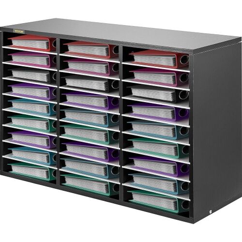 VEVOR 27 Compartments Wood Literature Organizer, Adjustable Shelves, Medium Density Fiberboard Mail Center - Lot 612